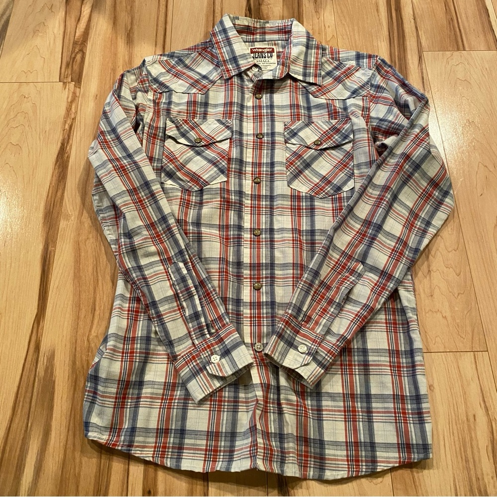Wrangler Red and Blue Plaid Casual long-sleeve Shirt—S